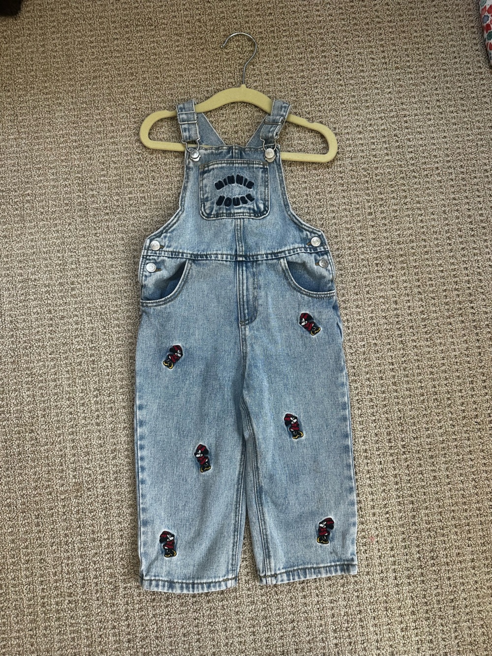 Zara kids Minnie Mouse Embroidered Denim Overalls - Women Jeans